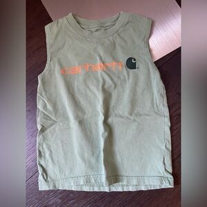 Carhartt Kids Green Tank with Bright Orange Logo